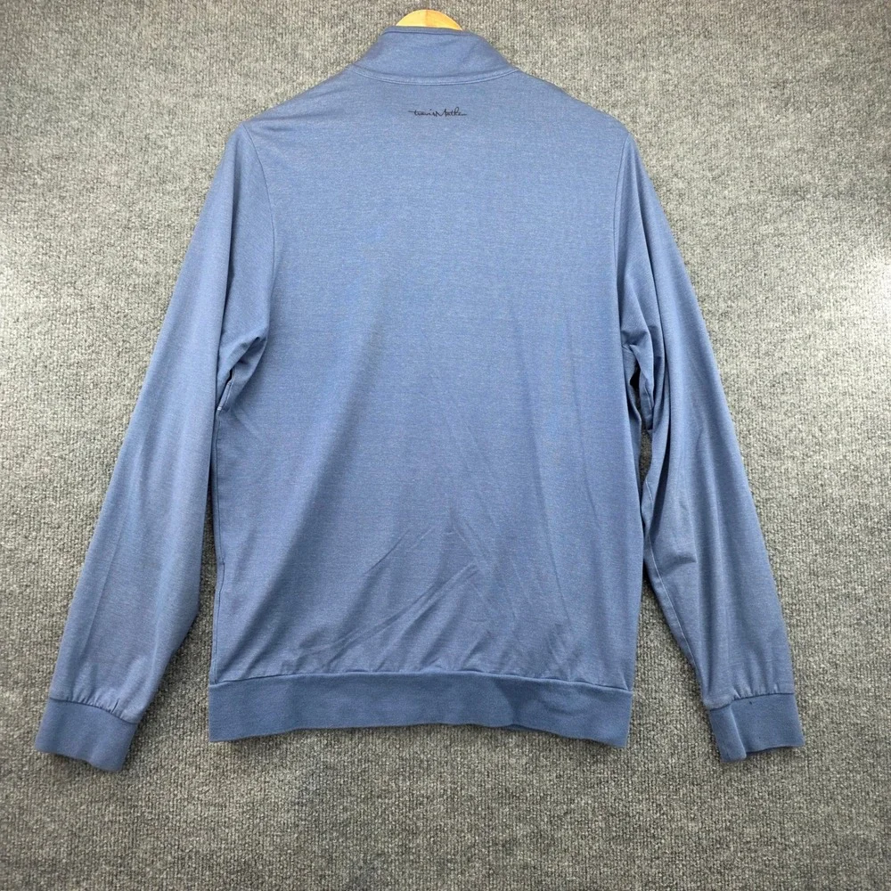 TravisMathew‎ Mens Blue Striped Quarter Zip Pullover Sweater Size S Mock Neck